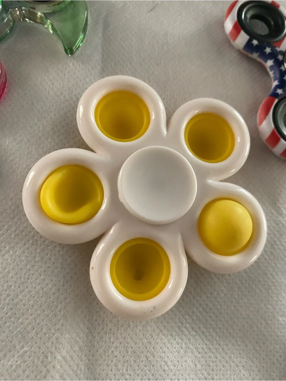 Fidget Spinner Lot 5 Toys Metal Plastic Spinning USA Flag Flower Etc